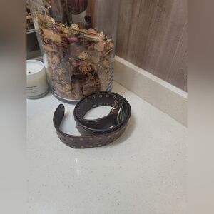 WCM New York Studded Wide Tan Genuine Leather Belt Western Boho